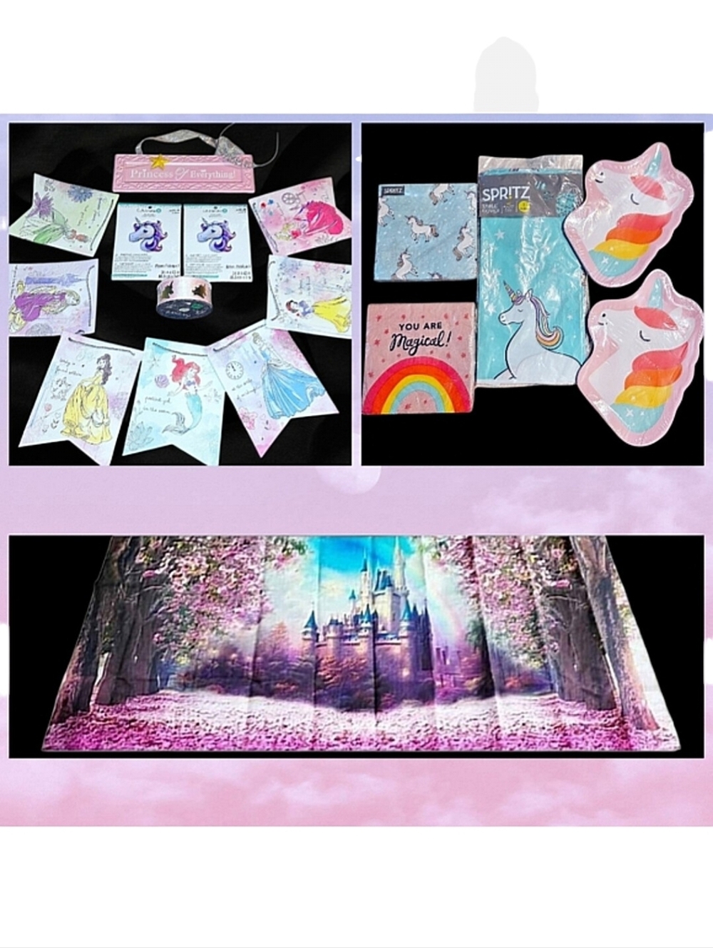 Unicorns & Princesses Party Supplies Bundle ~ NEW & Gently Used